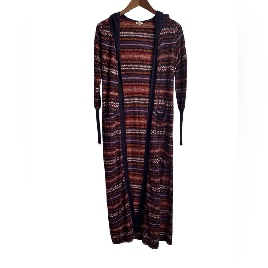 Ecote Women's Cardigan Hoodie Xs Multicolor Long Sleeve Bohemian Knit Sweater